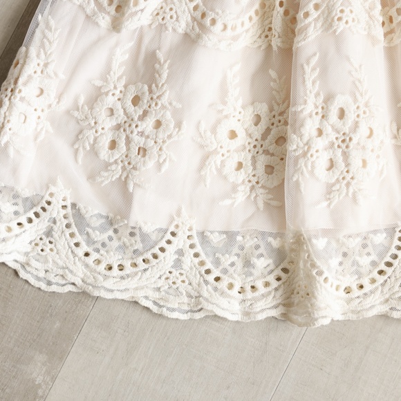 Haute Baby Ivory Peach Blush Cotton Embroidered Lace Dress Size 4 NWT - Picture 7 of 11